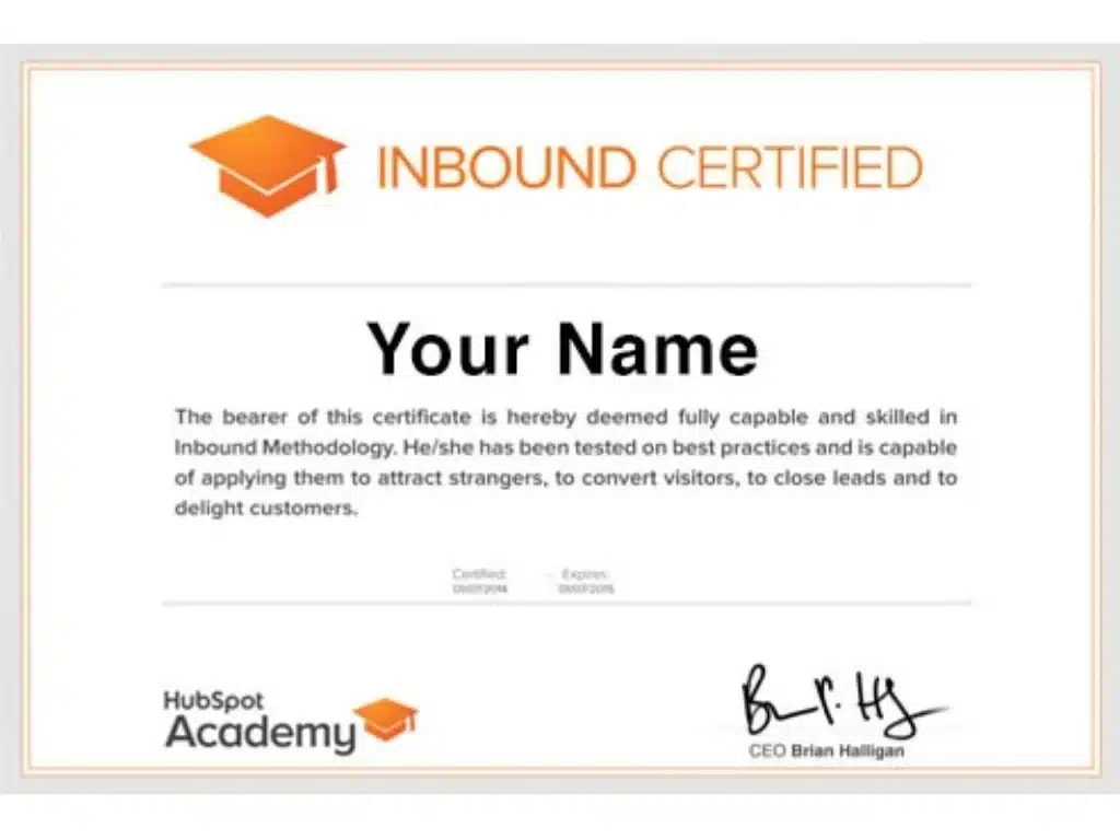 HubSpot Inbound Marketing Certification